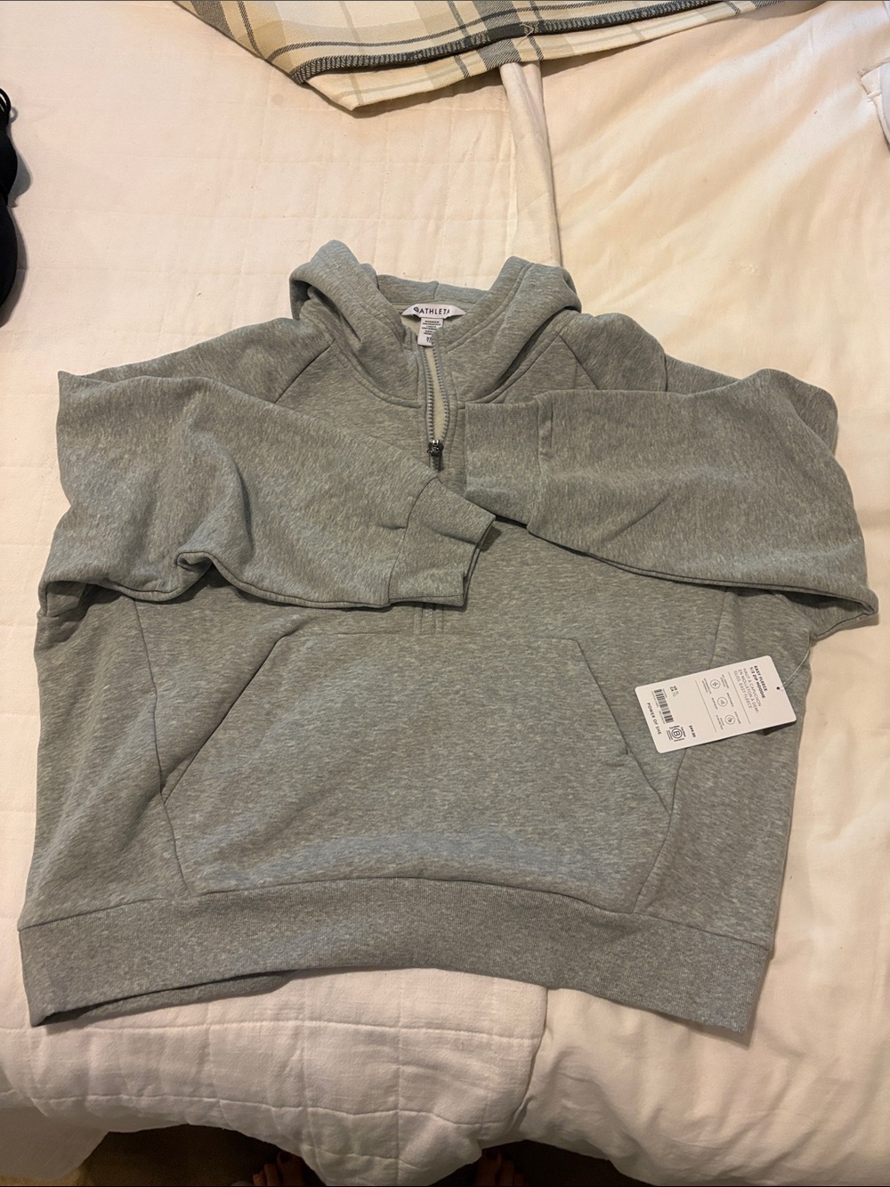 Athleta womens Gray Hooded half Zip sweatshirt - Picture 4 of 4